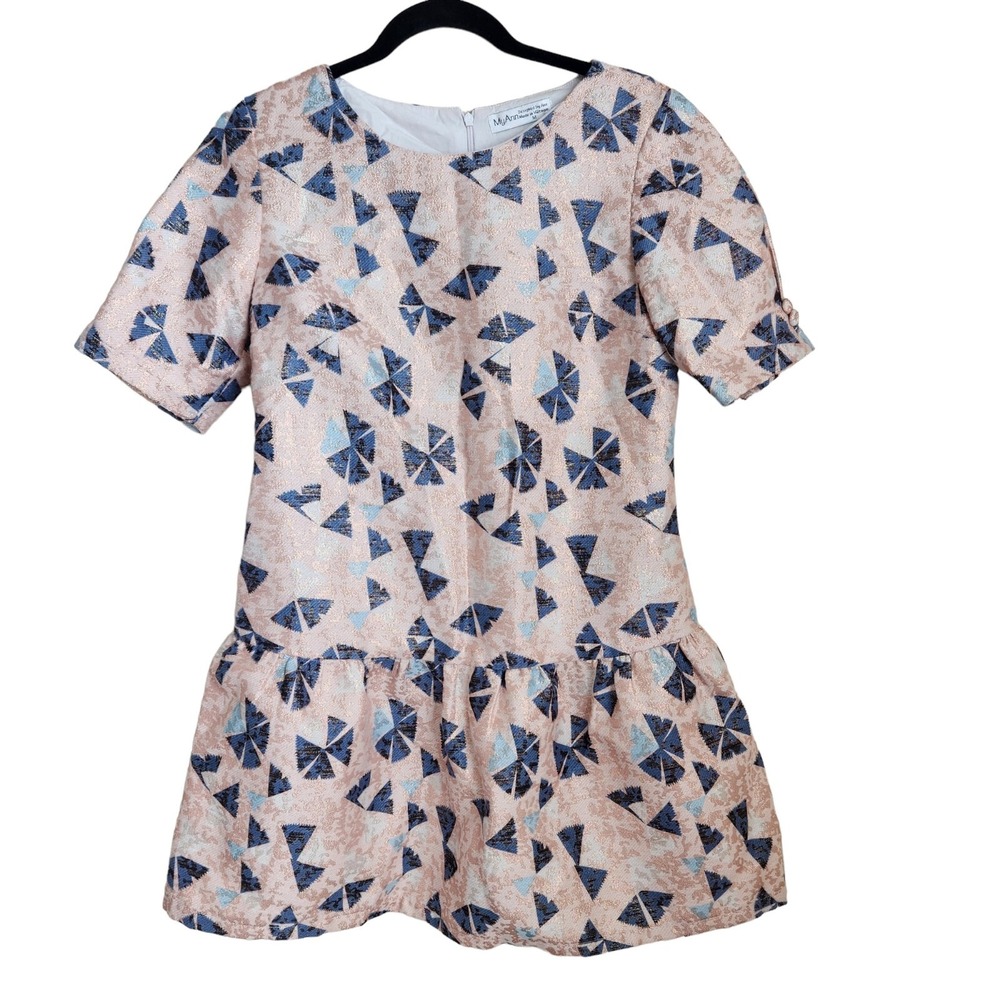 Francesca's Myann Womens Tunic top or Mini Dress Medium Pink Metallic Casual